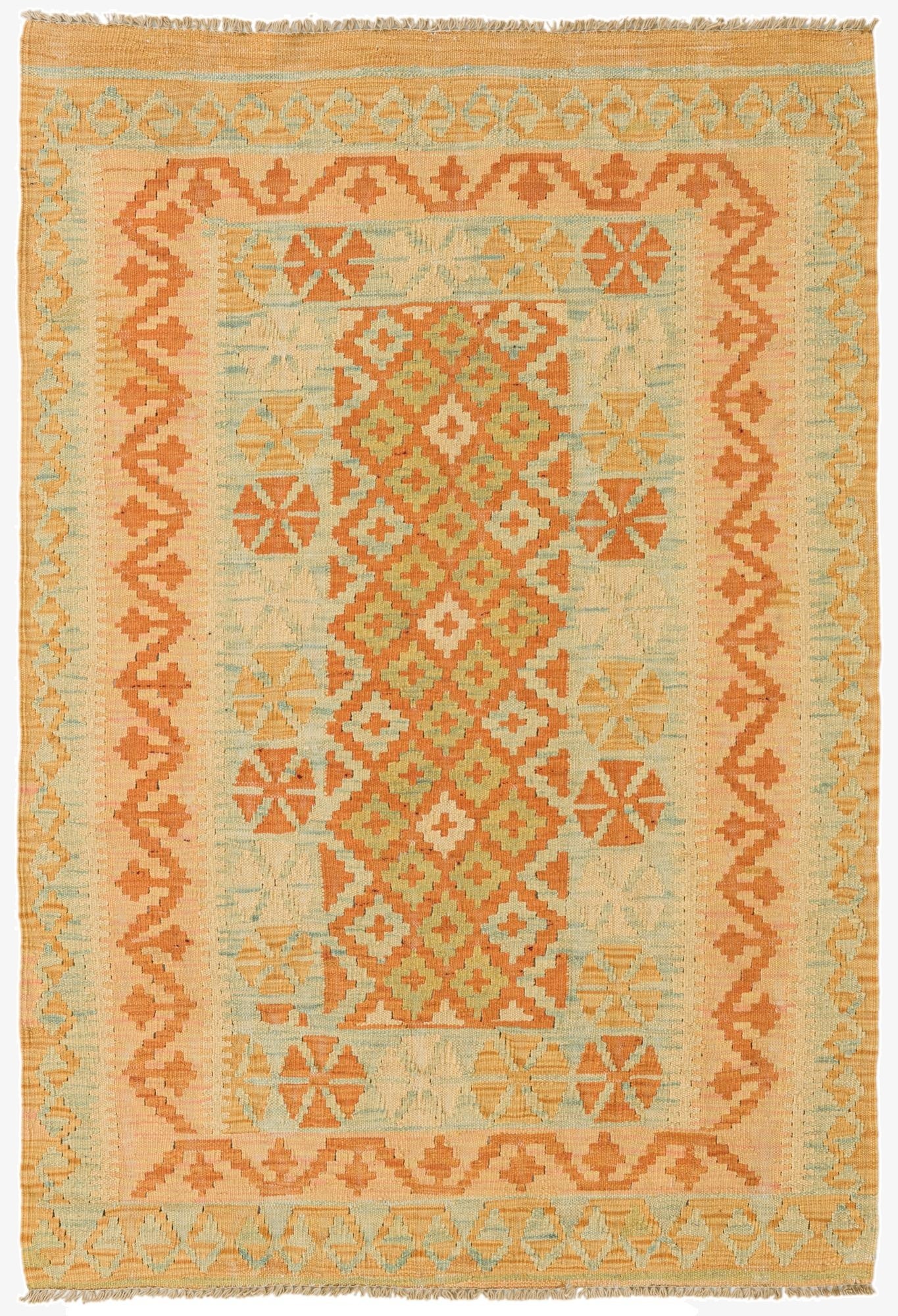3' 3 x 4' 8  Hand Woven Kilim Waziri Wool Rug