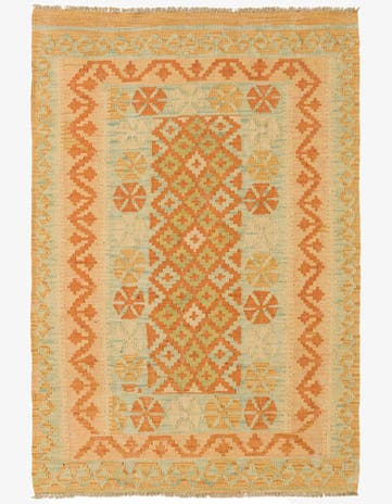 3' 3 x 4' 8 Hand Woven Kilim Waziri Wool Rug