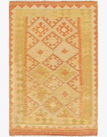 3' 2 x 5' Hand Woven Kilim Waziri Wool Rug