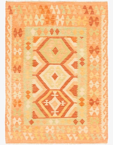 3' 5 x 4' 10 Hand Woven Kilim Waziri Wool Rug