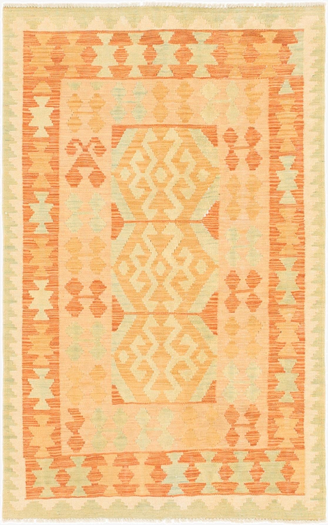 3' 2 x 5' 2  Hand Woven Kilim Waziri Wool Rug