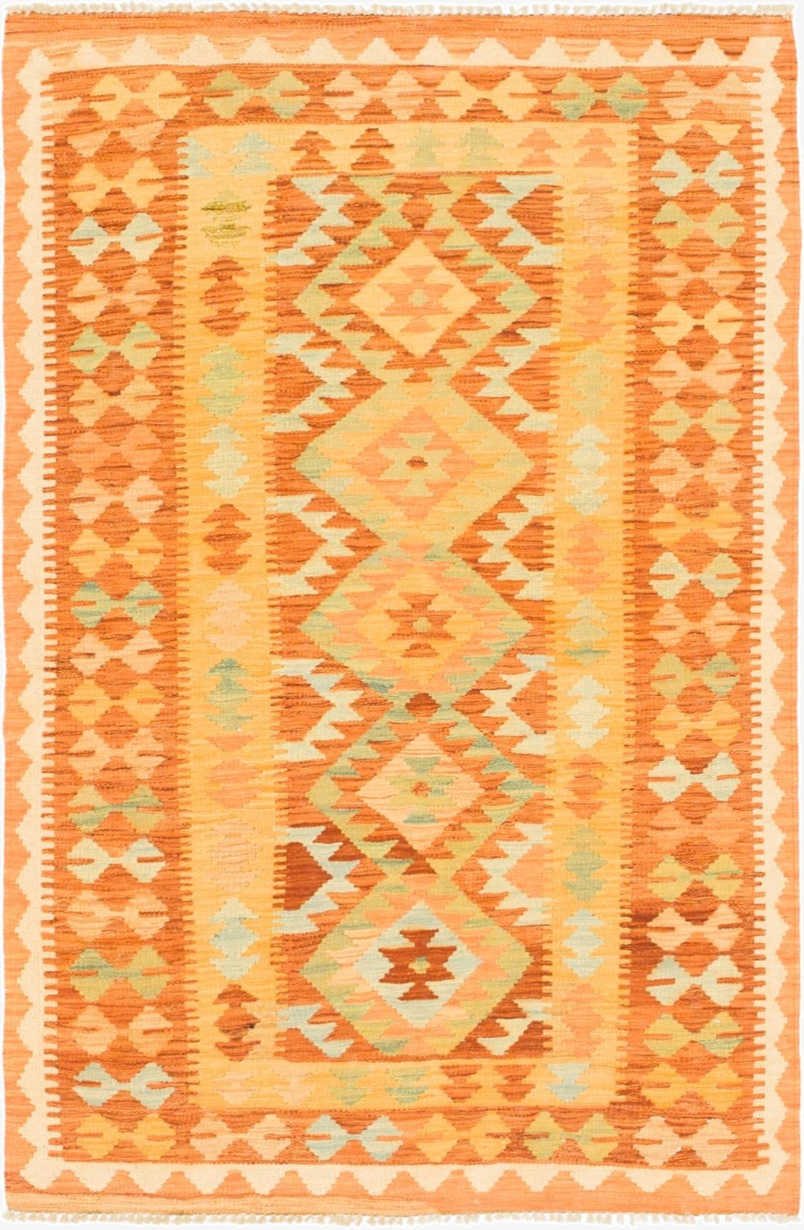 3' x 4' 10  Hand Woven Kilim Waziri Wool Rug