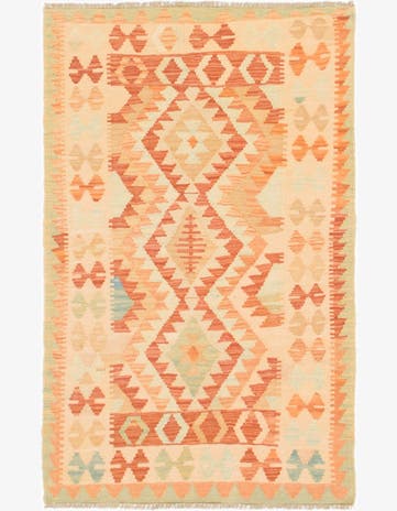 2' 9 x 4' 3 Hand Woven Kilim Waziri Wool Rug