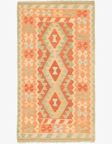 2' 6 x 4' 5 Hand Woven Kilim Waziri Wool Rug