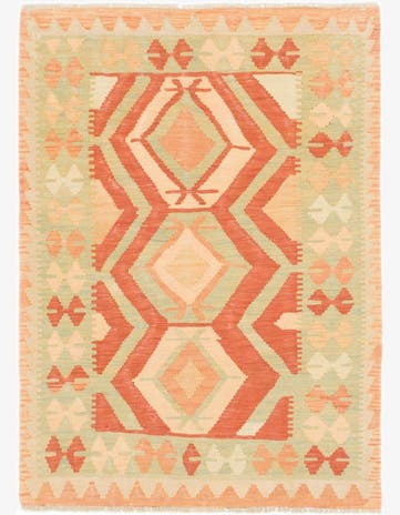 2' 10 x 4' Hand Woven Kilim Waziri Wool Rug