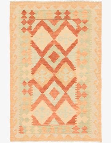 2' 7 x 4' Hand Woven Kilim Waziri Wool Rug