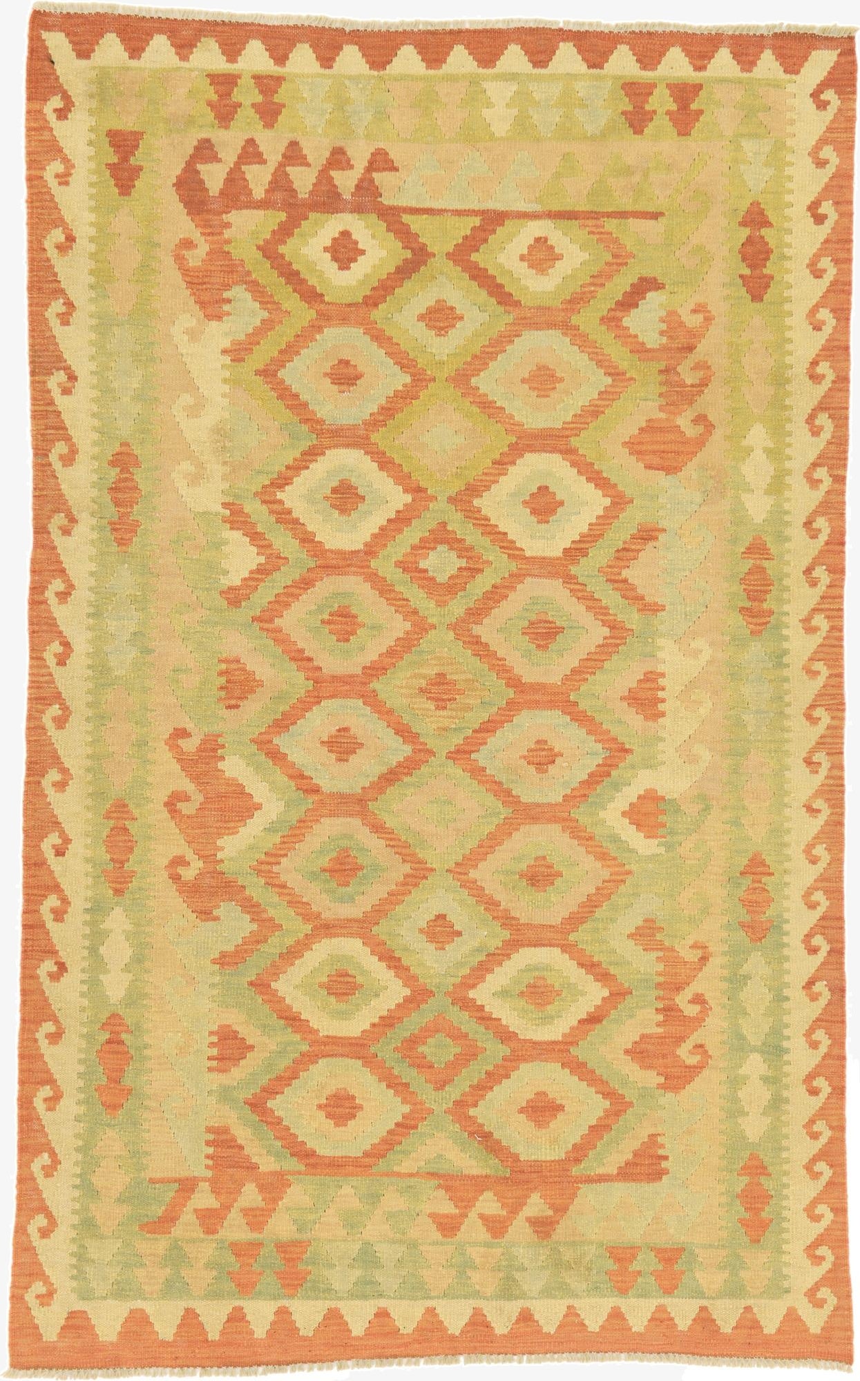 3' 9 x 6'  Hand Woven Kilim Waziri Wool Rug