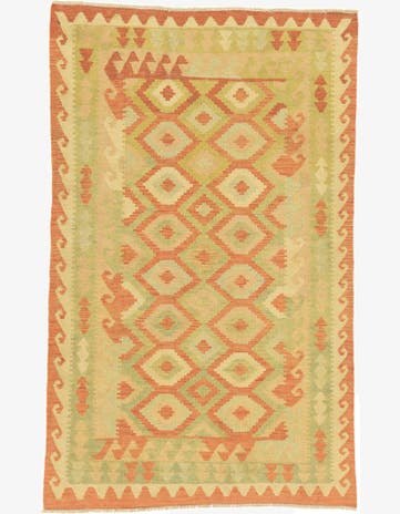 3' 9 x 6' Hand Woven Kilim Waziri Wool Rug