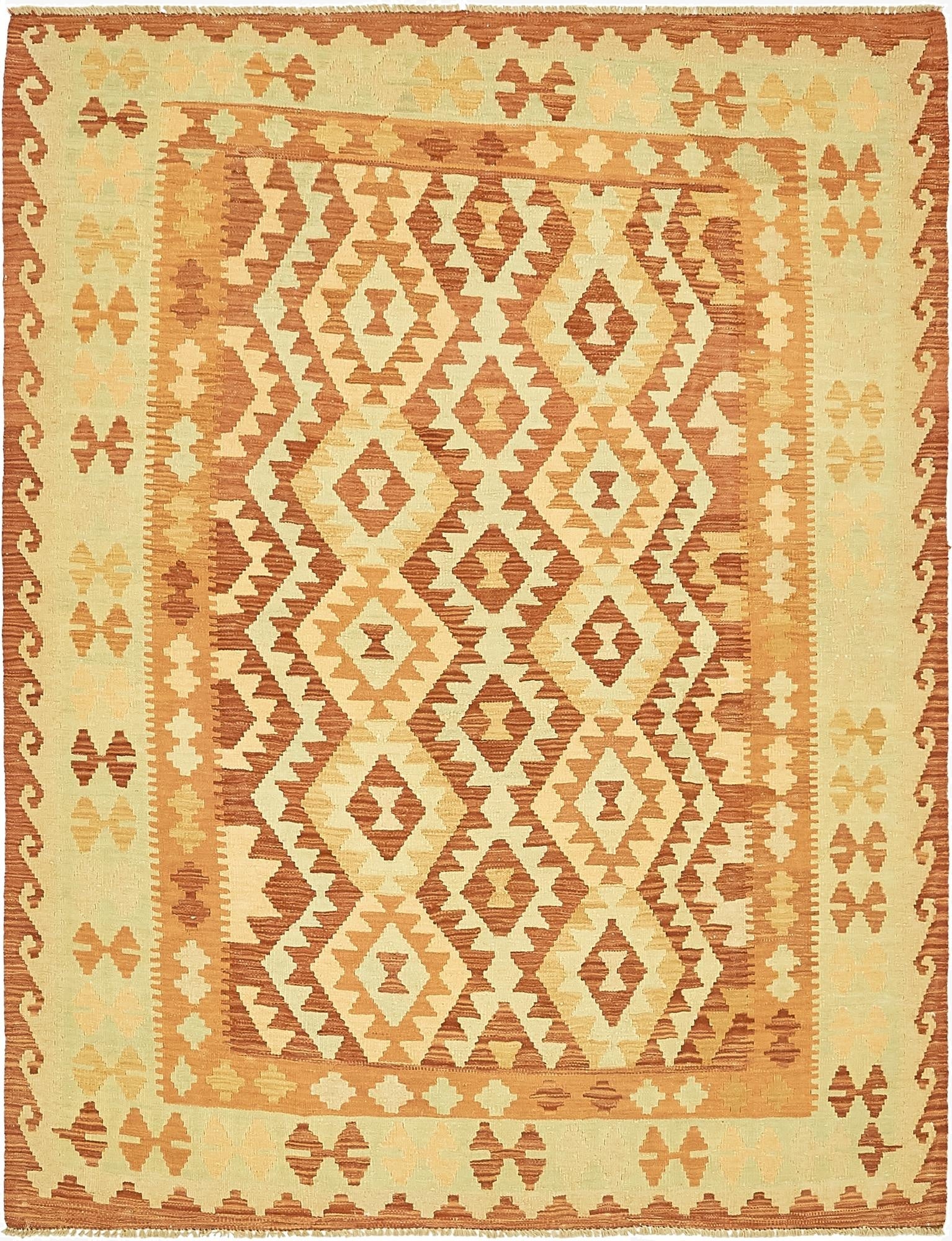 4' 10 x 6' 4  Hand Woven Kilim Waziri Wool Rug