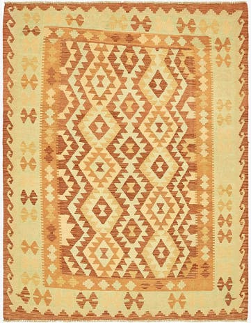 4' 10 x 6' 4 Hand Woven Kilim Waziri Wool Rug