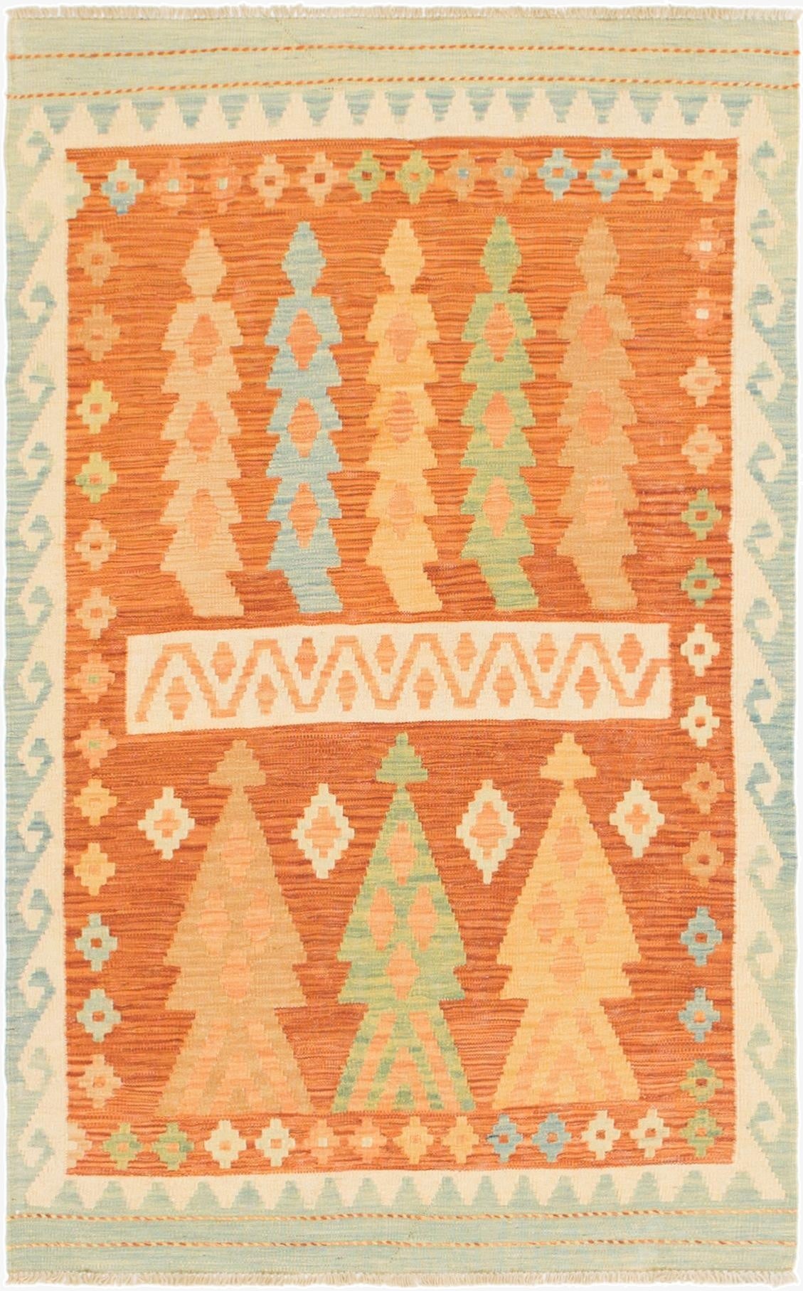 3' 3 x 5'  Hand Woven Kilim Waziri Wool Rug