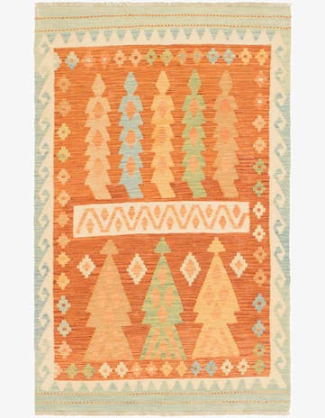 3' 3 x 5' Hand Woven Kilim Waziri Wool Rug