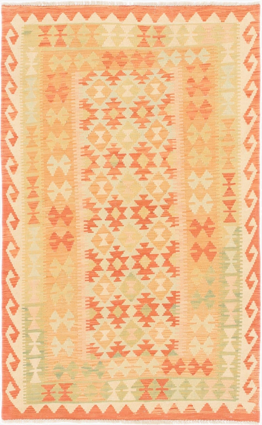 3' 3 x 5' 2  Hand Woven Kilim Waziri Wool Rug