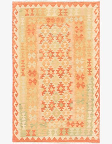 3' 3 x 5' 2 Hand Woven Kilim Waziri Wool Rug