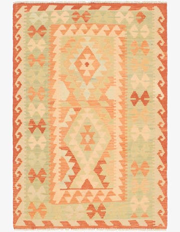 3' x 4' 4 Hand Woven Kilim Waziri Wool Rug