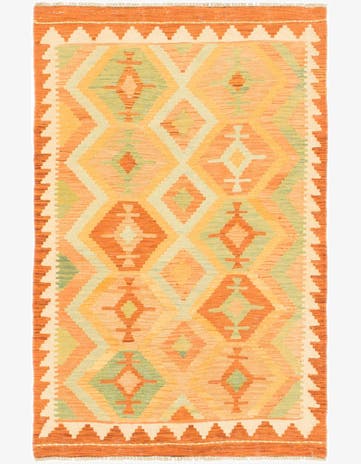 3' x 4' 10 Hand Woven Kilim Waziri Wool Rug