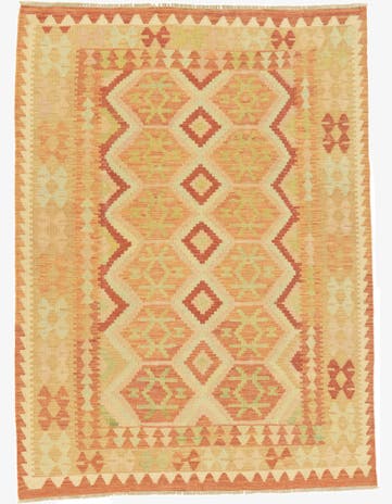 4' 10 x 6' 6 Hand Woven Kilim Waziri Wool Rug