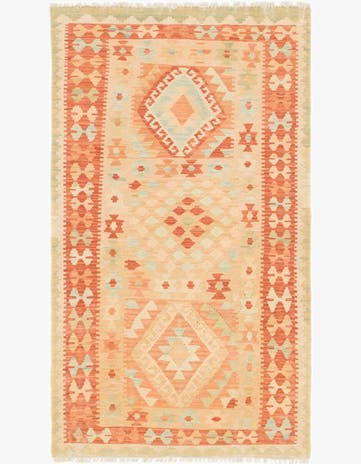 2' 8 x 4' 9 Hand Woven Kilim Waziri Wool Rug