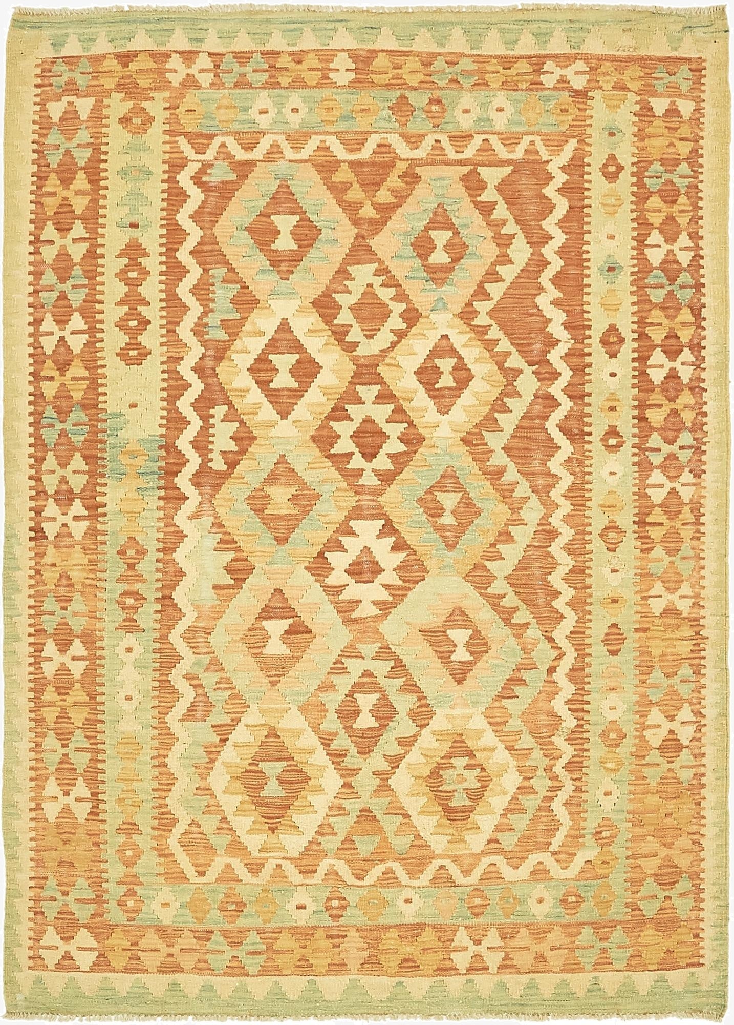 4' x 5' 8  Hand Woven Kilim Waziri Wool Rug