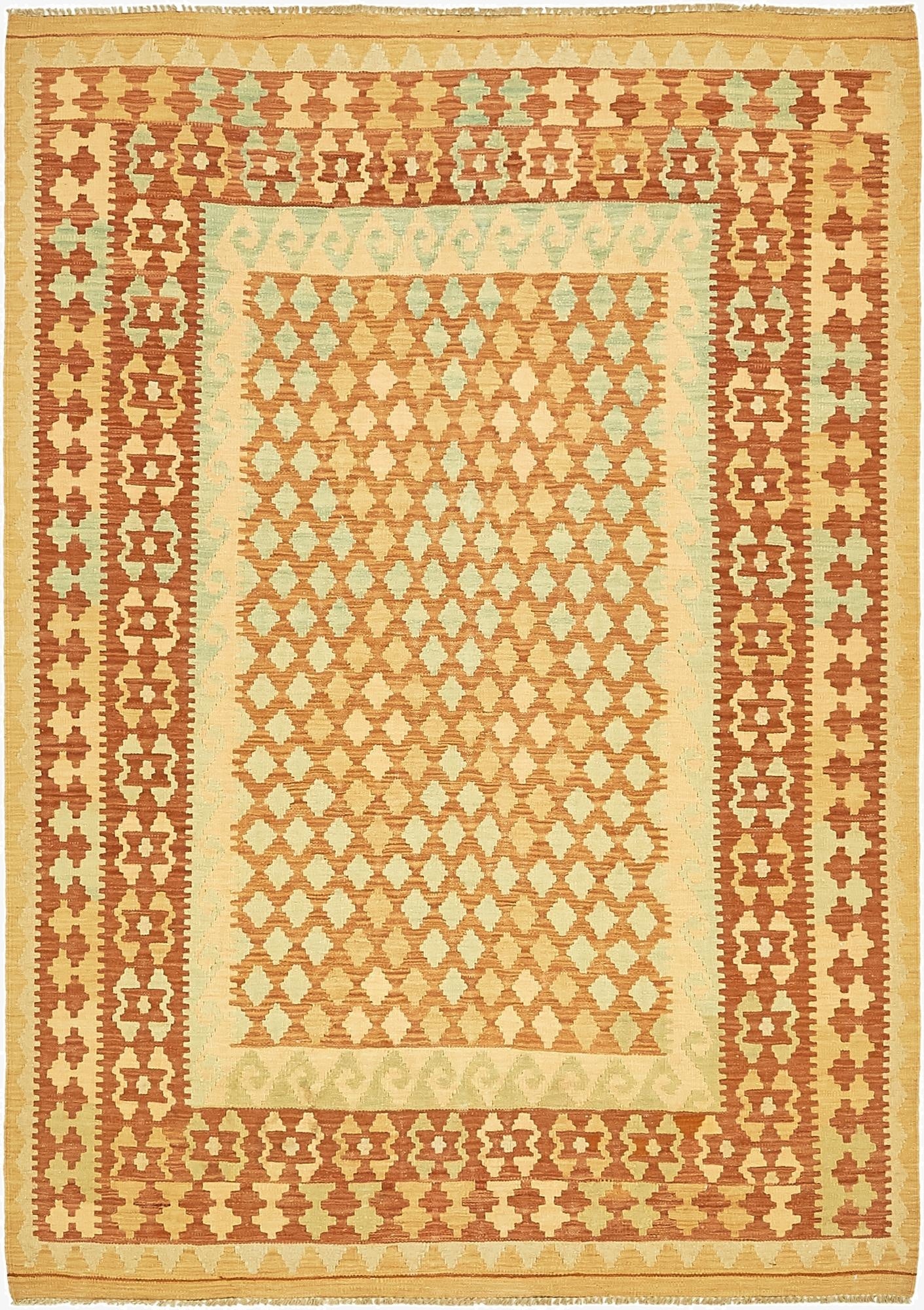 4' 7 x 6' 6  Hand Woven Kilim Waziri Wool Rug