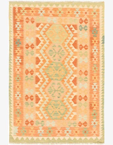 3' 4 x 5' Hand Woven Kilim Waziri Wool Rug