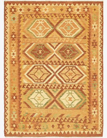 4' 9 x 6' 6 Hand Woven Kilim Waziri Wool Rug