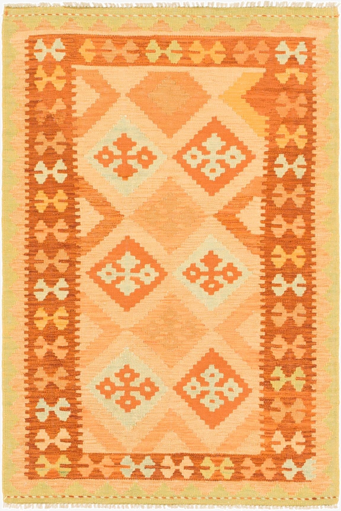 3' x 4' 10  Hand Woven Kilim Waziri Wool Rug