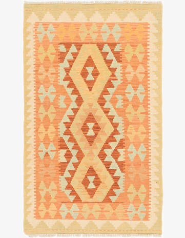 2' 6 x 4' Hand Woven Kilim Waziri Wool Rug