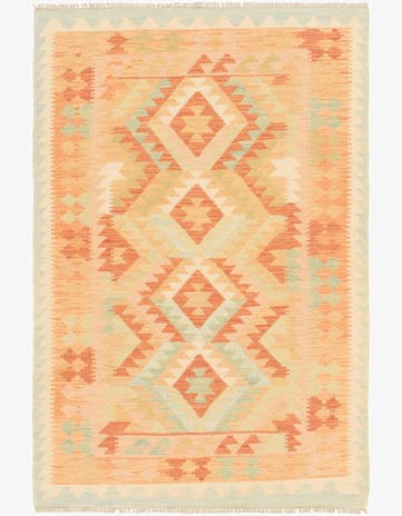 3' 2 x 5' Hand Woven Kilim Waziri Wool Rug