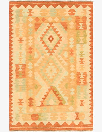 3' 2 x 5' Hand Woven Kilim Waziri Wool Rug