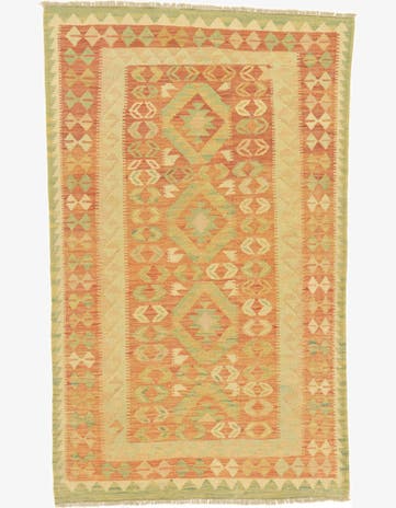 3' 7 x 5' 11 Hand Woven Kilim Waziri Wool Rug