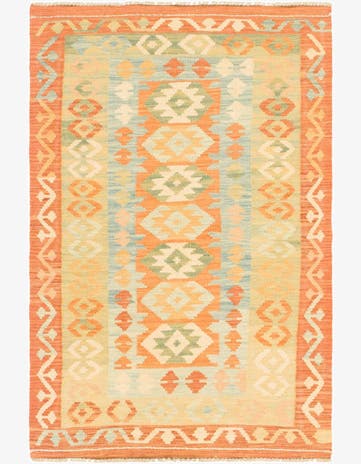 2' 9 x 4' 4 Hand Woven Kilim Waziri Wool Rug