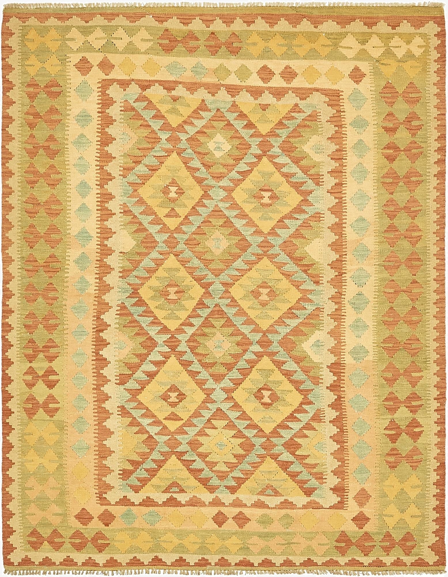 5' x 6' 7  Hand Woven Kilim Waziri Wool Rug