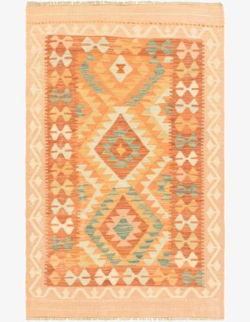 2' 7 x 4' 2 Hand Woven Kilim Waziri Wool Rug