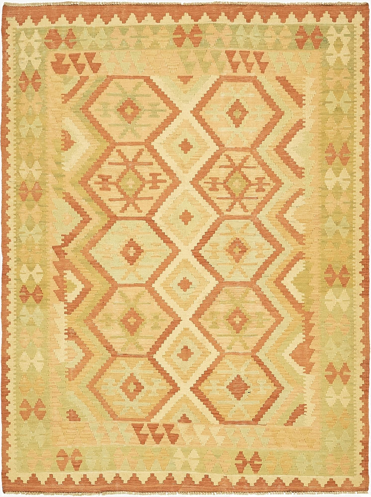 4' 9 x 6' 5  Hand Woven Kilim Waziri Wool Rug