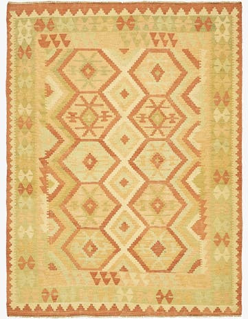 4' 9 x 6' 5 Hand Woven Kilim Waziri Wool Rug
