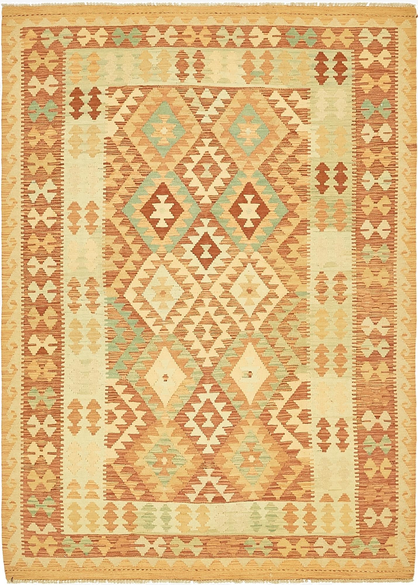 4' 8 x 6' 9  Hand Woven Kilim Waziri Wool Rug