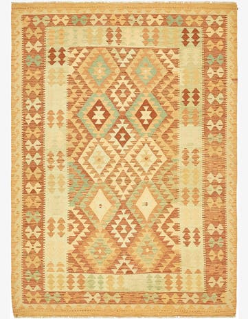 4' 8 x 6' 9 Hand Woven Kilim Waziri Wool Rug