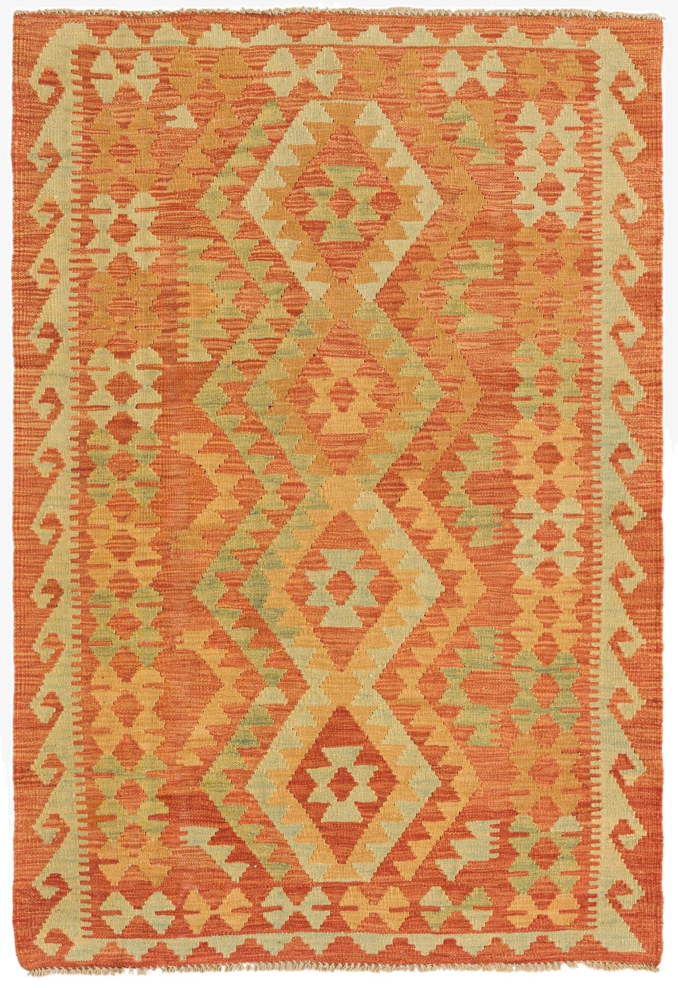 3' 4 x 4' 10  Hand Woven Kilim Waziri Wool Rug