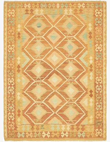 4' 8 x 6' 6 Hand Woven Kilim Waziri Wool Rug