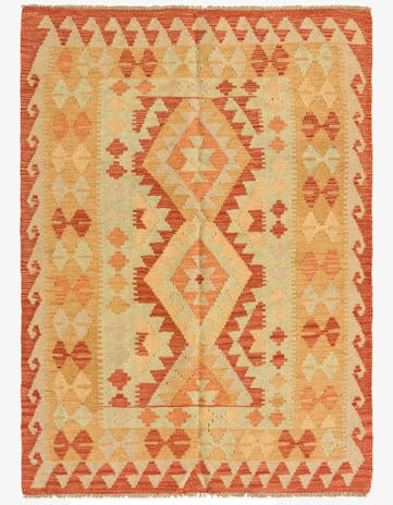 3' 5 x 4' 10 Hand Woven Kilim Waziri Wool Rug