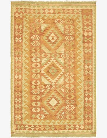 3' 8 x 6' Hand Woven Kilim Waziri Wool Rug