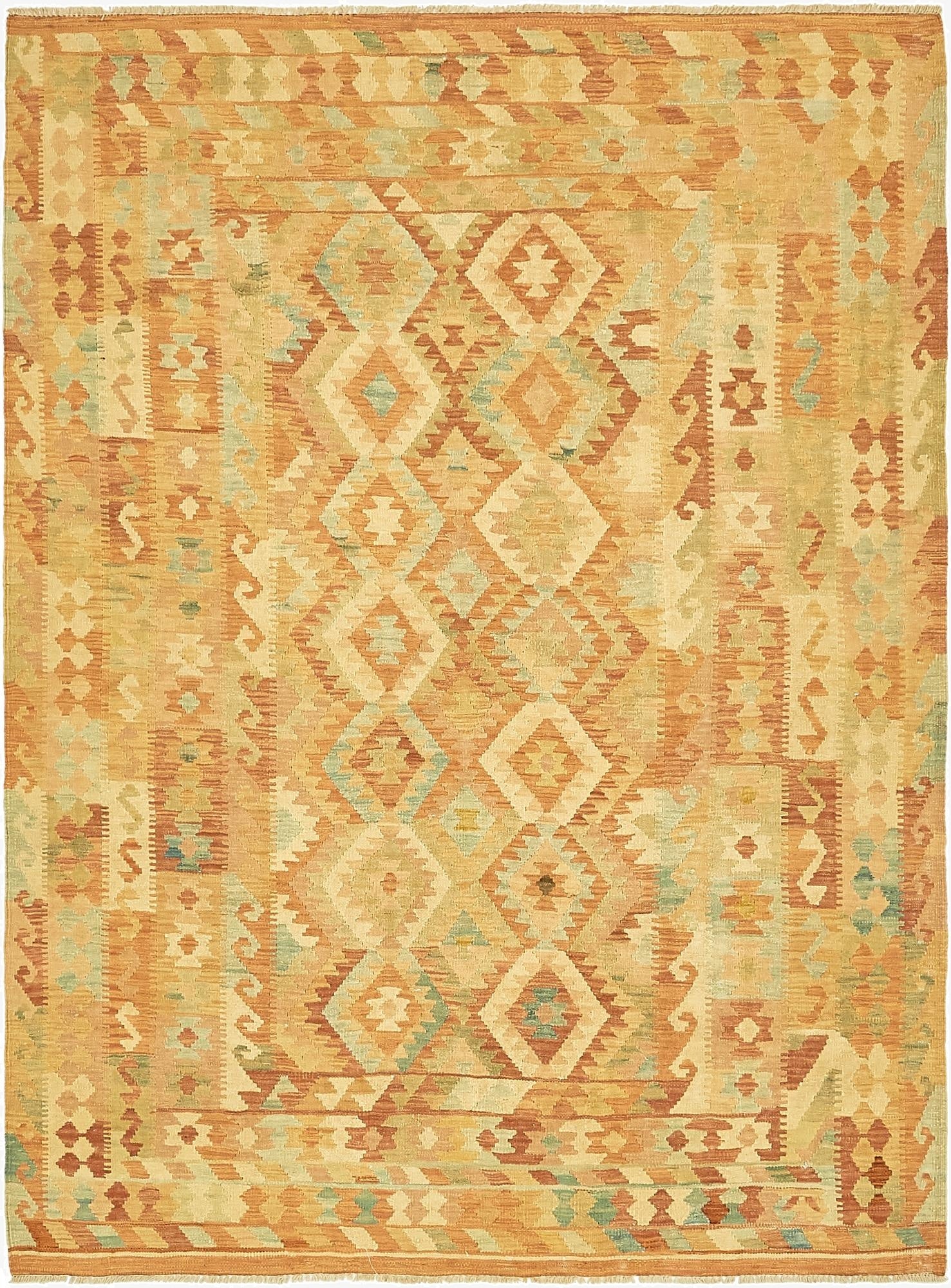 5' x 6' 8  Hand Woven Kilim Waziri Wool Rug
