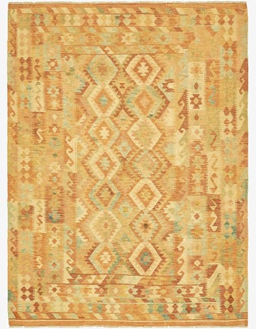 5' x 6' 8 Hand Woven Kilim Waziri Wool Rug