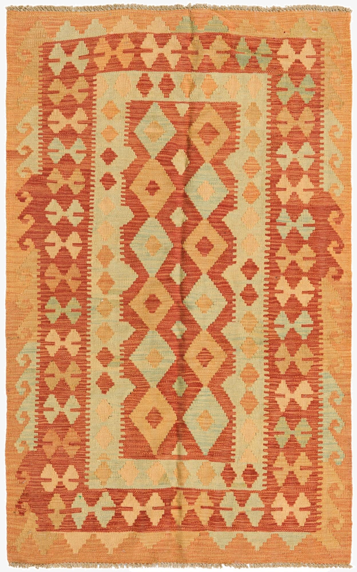 3' x 4' 10  Hand Woven Kilim Waziri Wool Rug