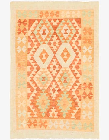 3' 4 x 5' Hand Woven Kilim Waziri Wool Rug