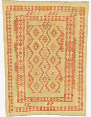 4' 11 x 6' 5 Hand Woven Kilim Waziri Wool Rug