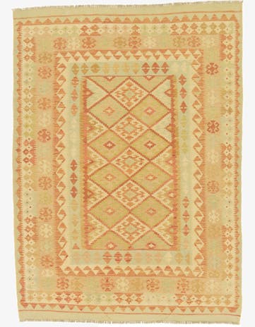 4' 9 x 6' 7 Hand Woven Kilim Waziri Wool Rug