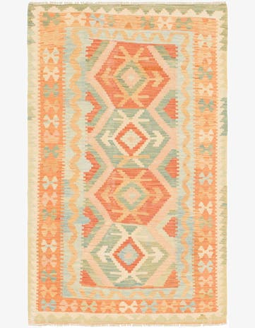 3' 2 x 5' Hand Woven Kilim Waziri Wool Rug