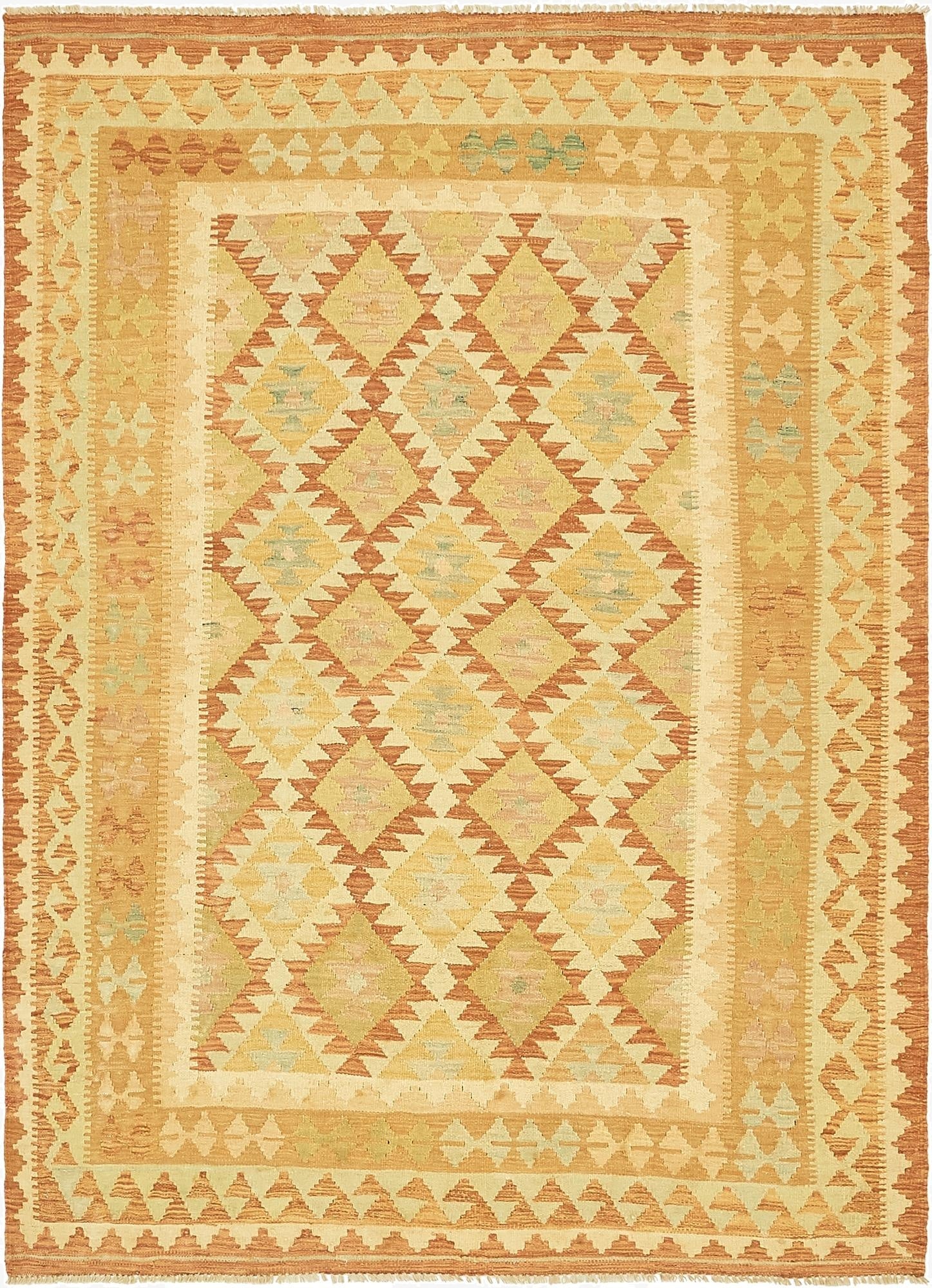 4' 10 x 6' 8  Hand Woven Kilim Waziri Wool Rug